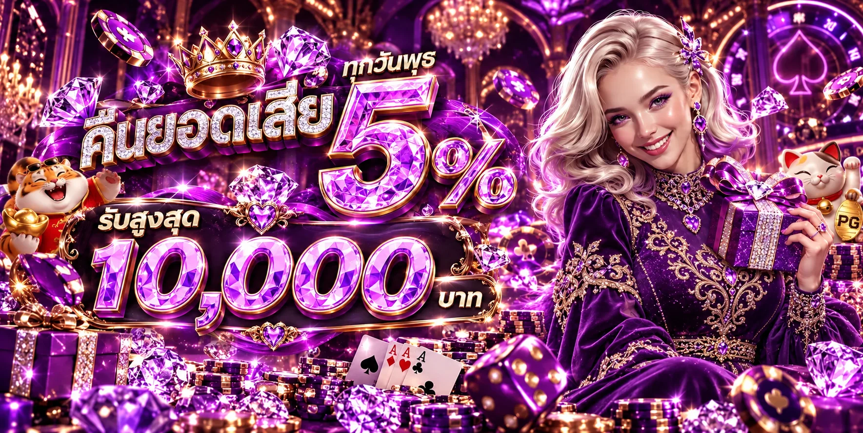 PHANTOM569 สล็อต พร้อมมาสคอต Fortune Tiger และ Lucky Neko